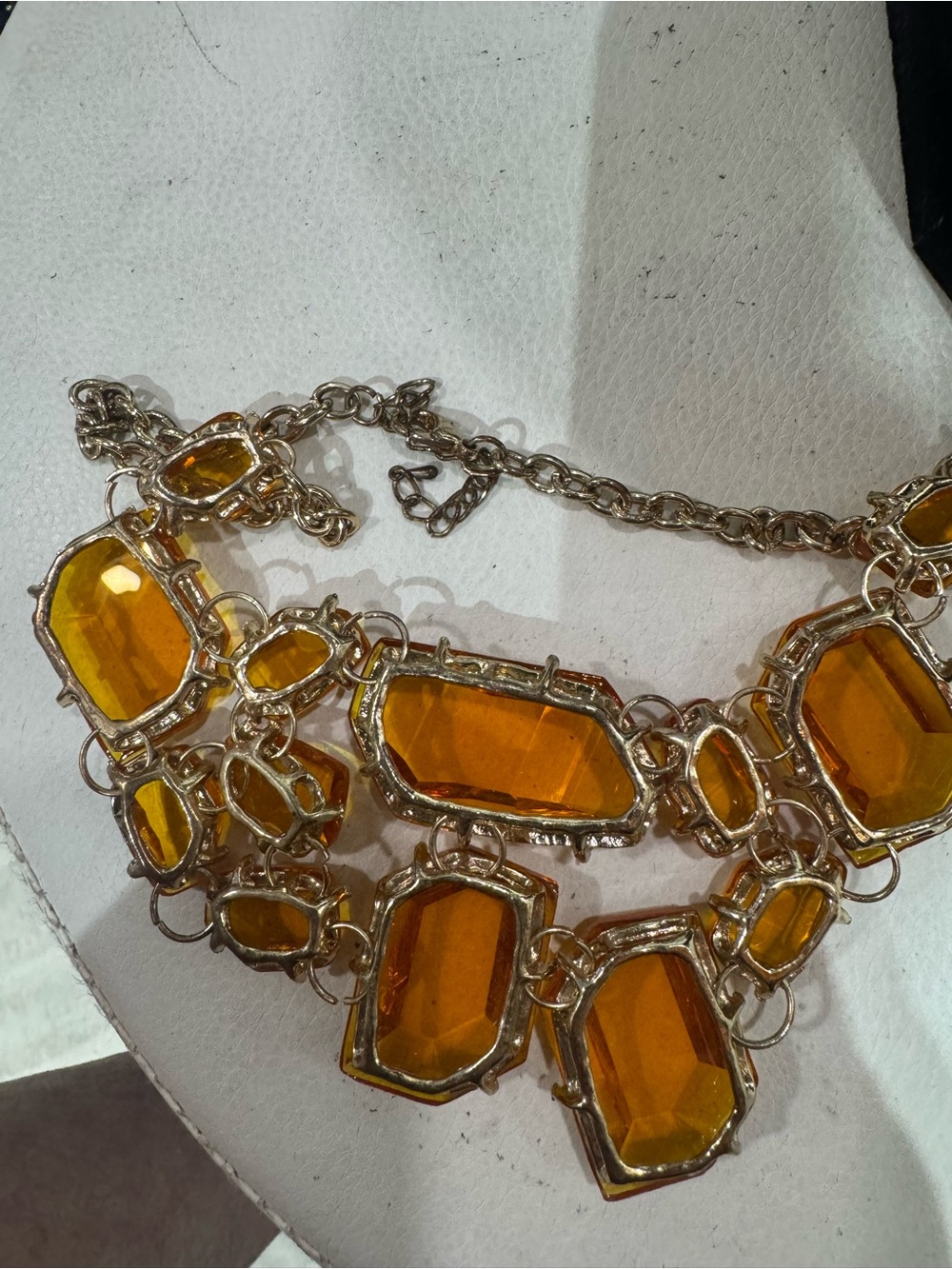 Kenneth Jay Lane Gold-Tone Amber Crystal Bib Necklace - Picture 6 of 6
